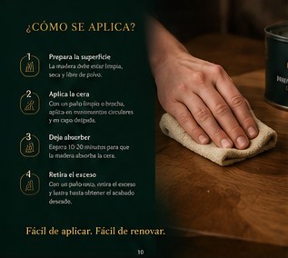 Aplicación de la cera con un paño